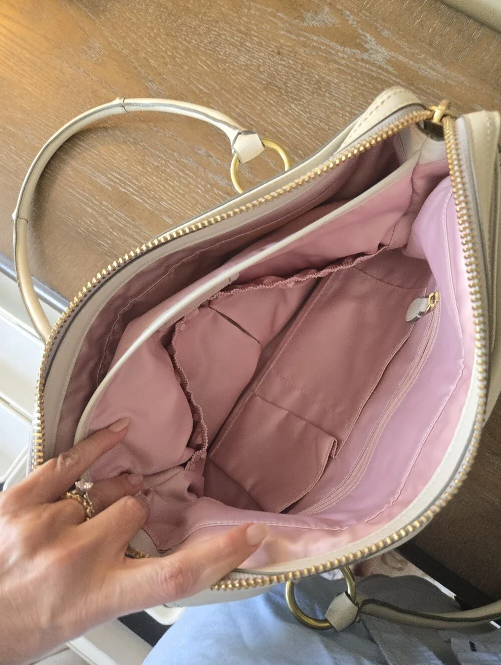 Coach 13505 Cream Leather Large Satchel Shoulder Bag Gold Hardware
